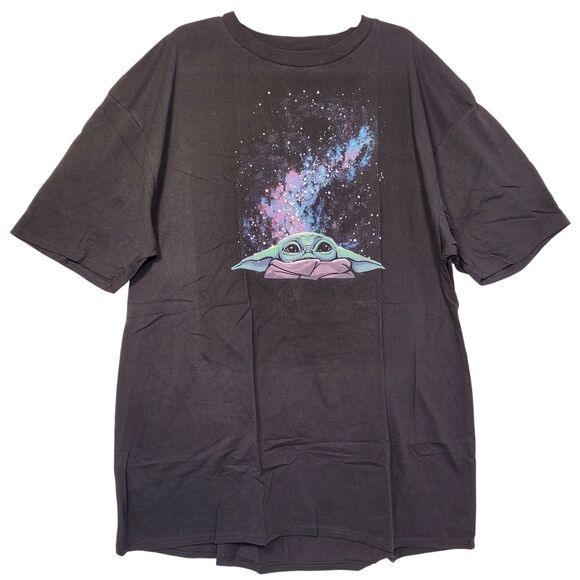 Unisex Star Wars Baby Yoda Galaxy Graphic T-Shirt Black Size 3X-Large Tall - Picture 1 of 7
